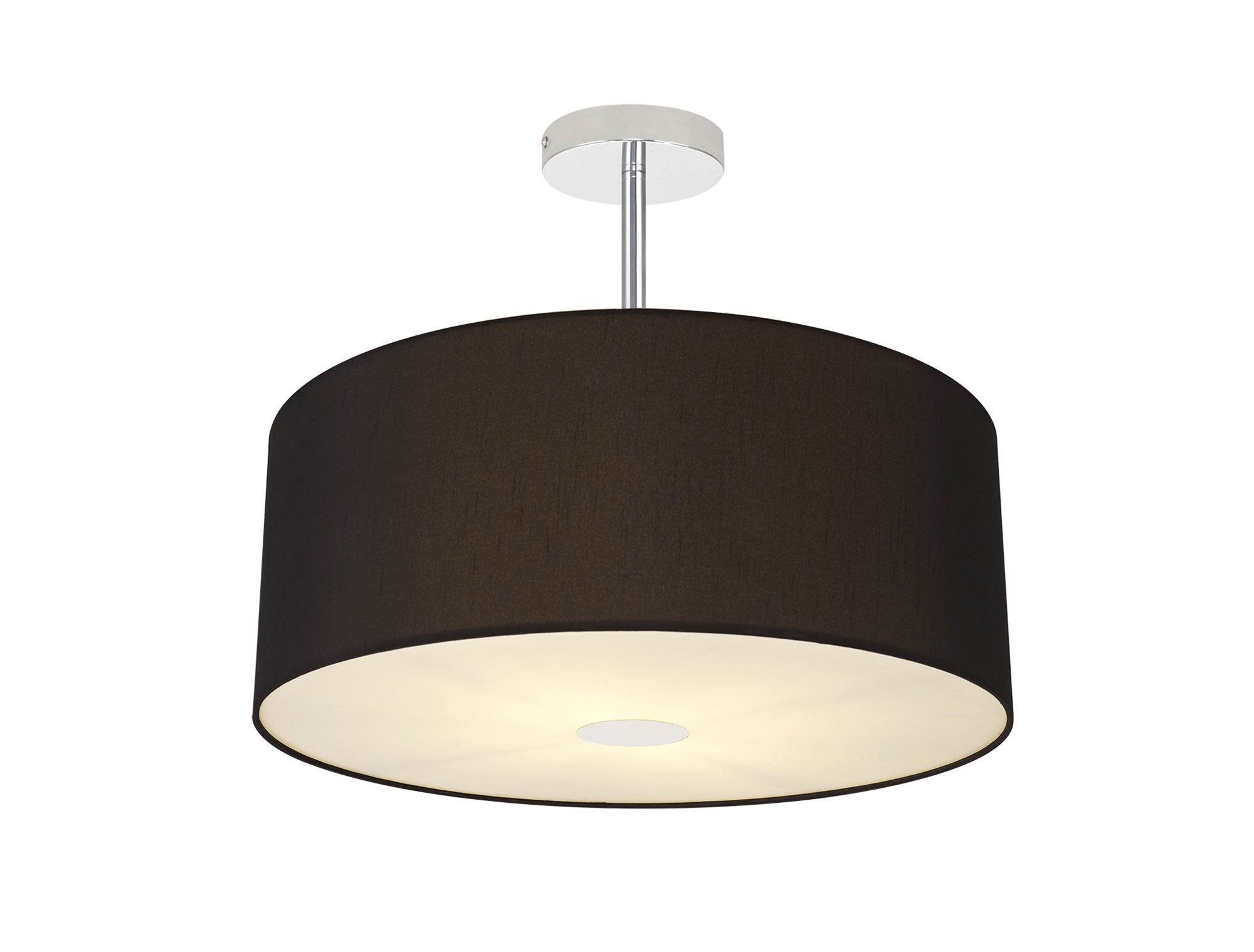 Baymont 50cm Semi Flush 3 Light Polished Chrome, Midnight Black/Green Olive, Frosted Diffuser